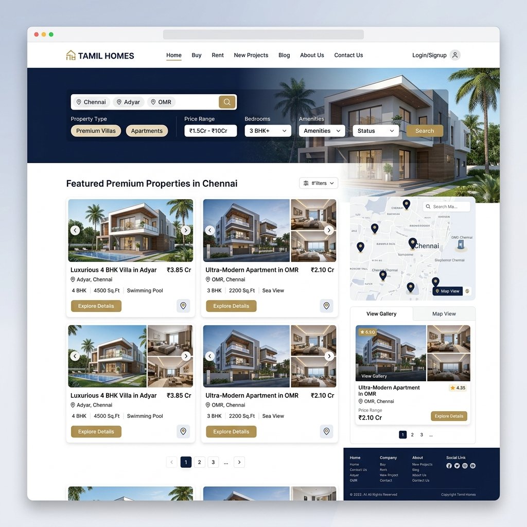 Tamil Homes Real Estate Website Design